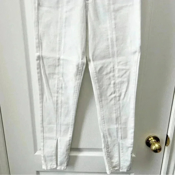 GAP True Skinny Jeans High Rise Split Hem Front Ankle Slit Stretch White Size 26 - Picture 7 of 16